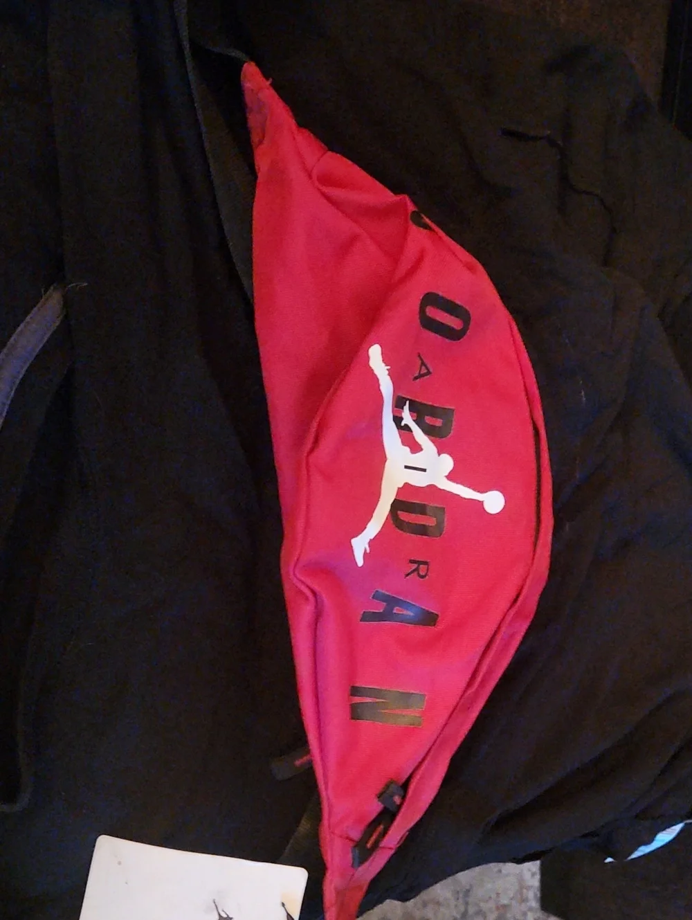 Jordan red waist pack with white Jumpman